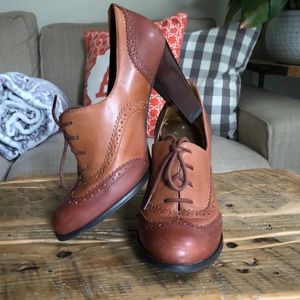 Marc Fisher Leather Chestnut Oxford Pumps , 7.5